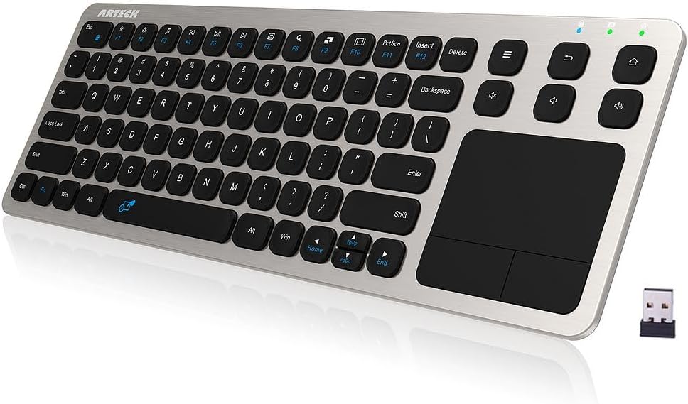 Arteck Teclado inalámbrico táctil para TV 2.4G con control de medios fácil y ratón táctil