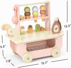 OOOK Carrito de helado de madera para niños con cuchara y ruedas