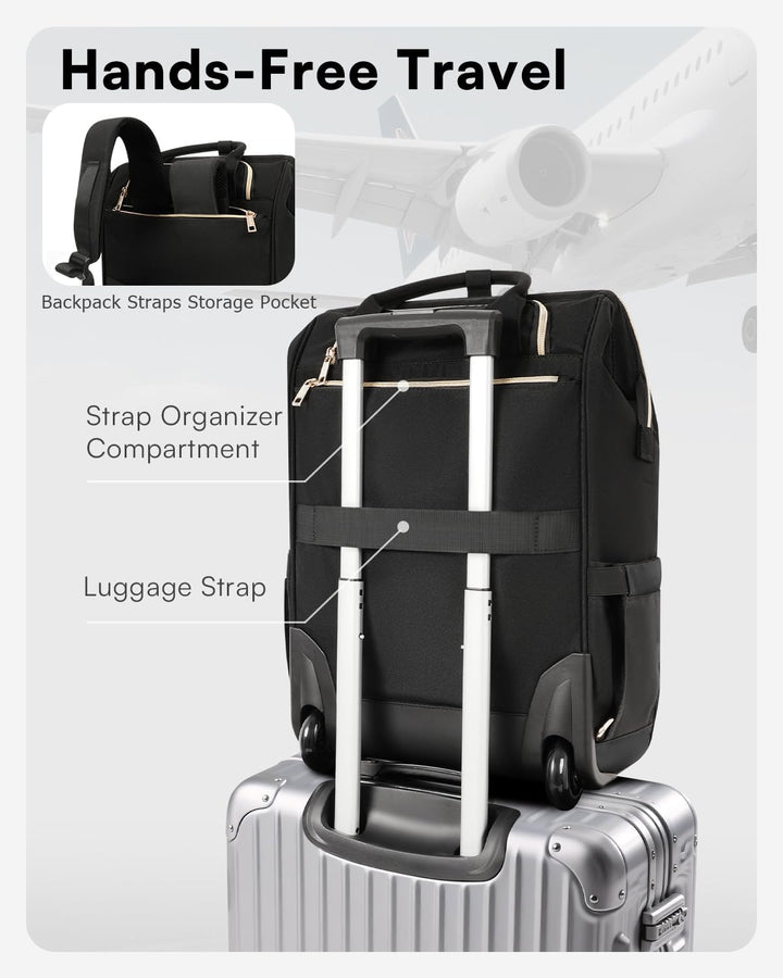 Arcoyard Mochila con ruedas para mujer, mochila de viaje de 16 pulg...