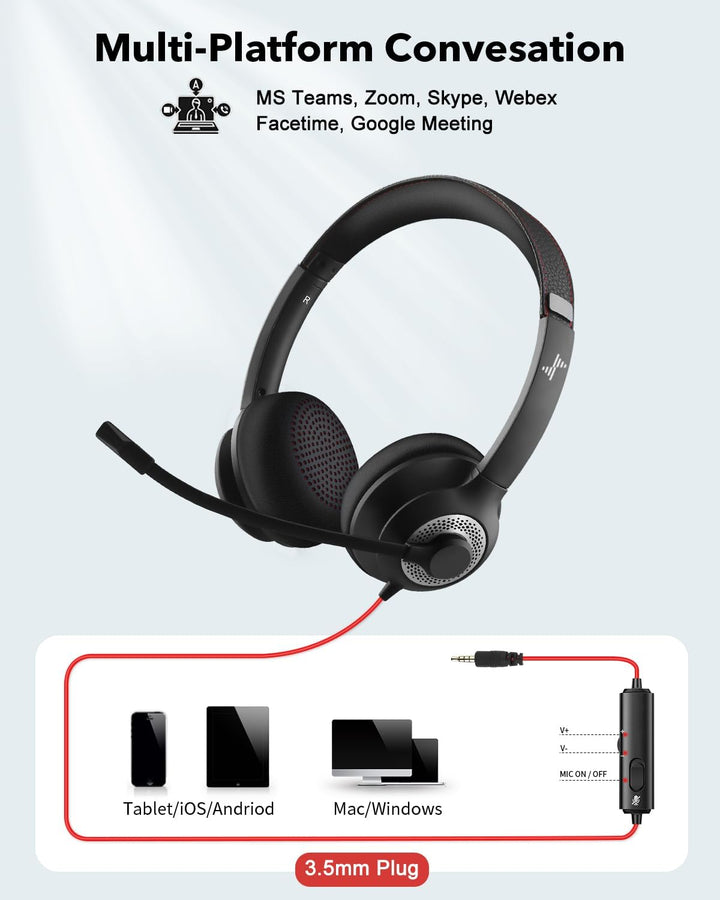 JIAMQISHI Auriculares USB con micrófono para PC, auriculares para c...