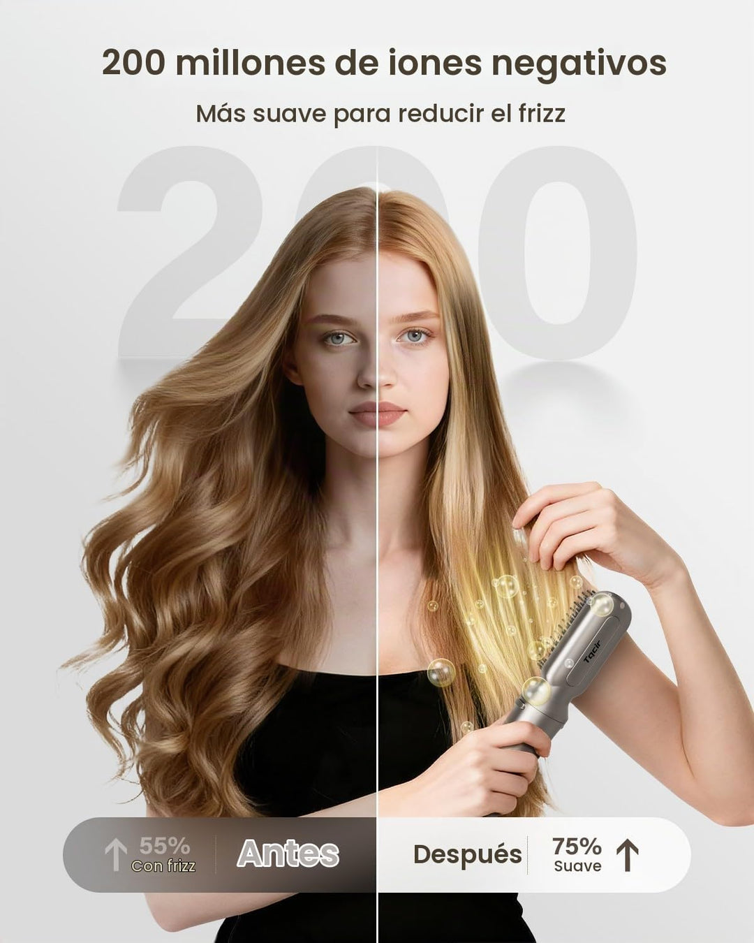 Cepillo Alisador de Pelo Inalámbrico, Cepillo de 2 en 1 para Rizar...