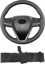 Funda de Volante Cosida a Mano, Compatible con Toyota RAV4 SUV 2019-2024 / Avalon 2019-2022 / Camry 2018-2024 / Corolla 2020-2025, Funda de Volante de Microfibra de Cuero con Envoltura