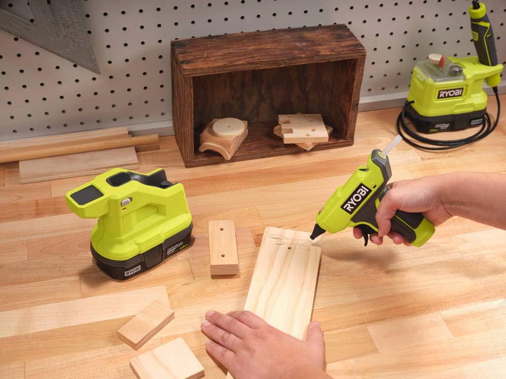 Ryobi RGLM18-0 18V ONE+ Pistola de encolar mini inalámbrica (herramienta básica), Verde