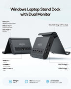 Estación de acoplamiento para portátil con monitor dual 4K@60Hz, 6*USB-C/A