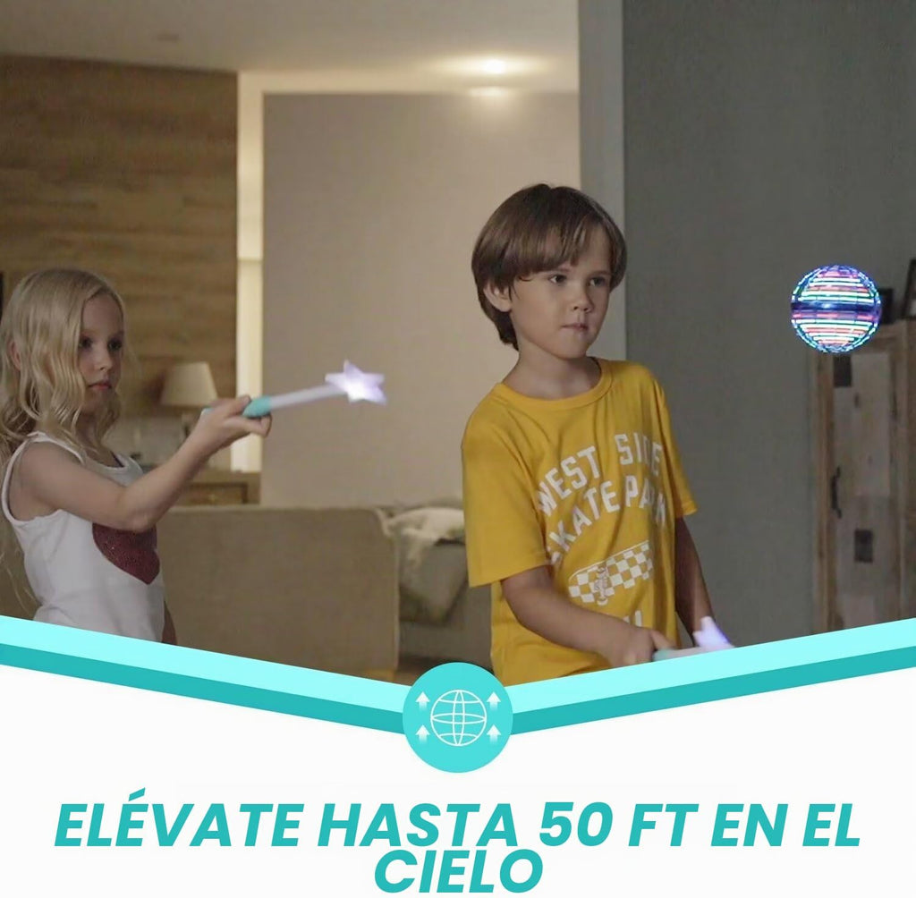 Esfera de orbe voladora azul con varita, spinner volador, accesorio para Navidad, regalo de cumpleaños, juguete para niños y adolescentes de 6, a 10 años de edad, globo cósmico, dron bumerán