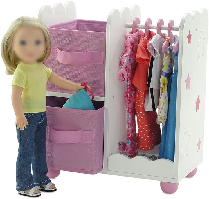 Emily Rose Muebles para muñecas de 14 pulgadas, armario abierto con...