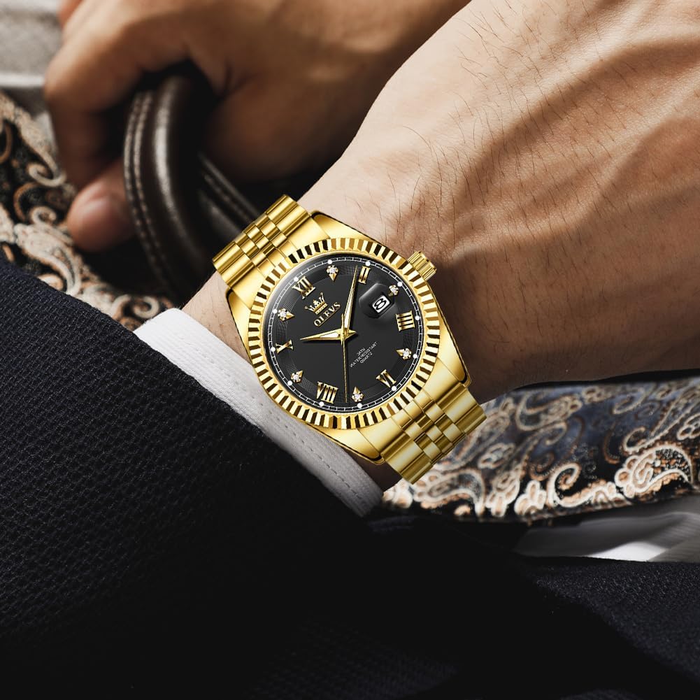 OLEVS Reloj para Hombres Acero Inoxidables Cuarzo Lujo Reloj de vestir de gran esfera