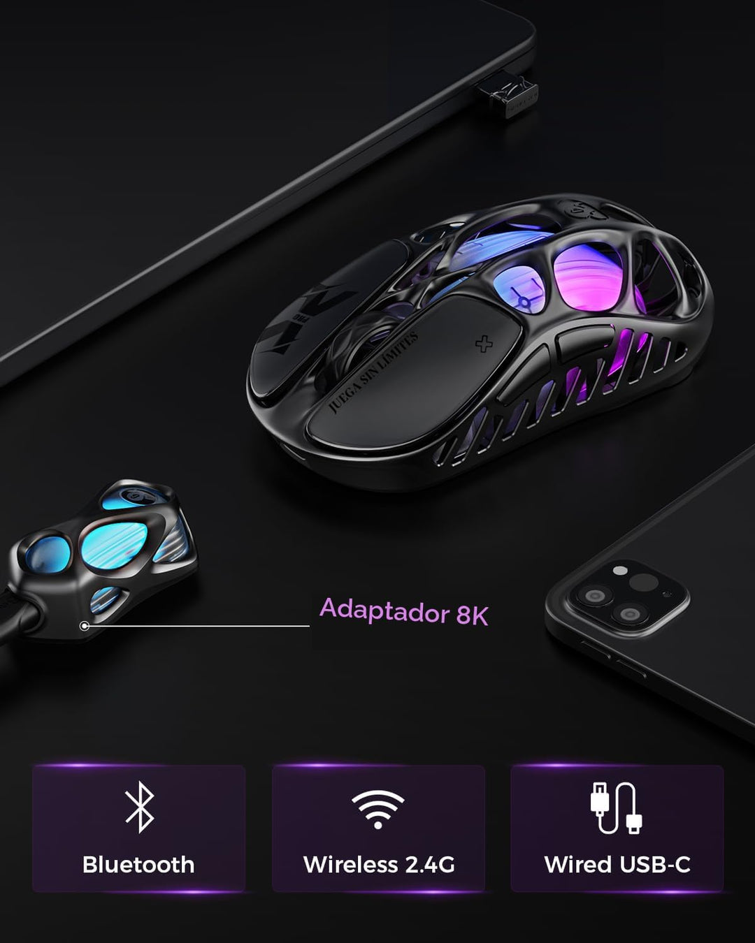 GravaStar Mercury X Pro ratón inalámbrico para juegos, viene con do...