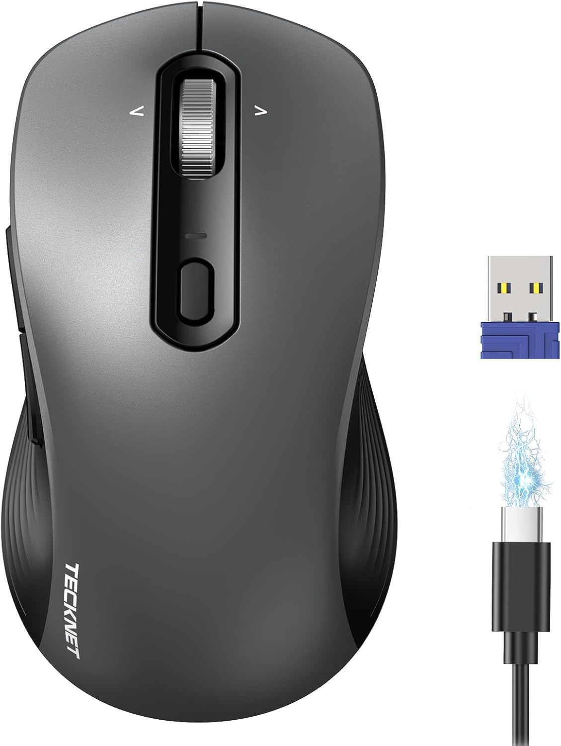 TECKNET Ratón Bluetooth recargable, [USB + BT5.0 + BT3.0], mouse in...