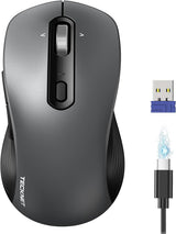 TECKNET Ratón Bluetooth recargable, [USB + BT5.0 + BT3.0], mouse in...
