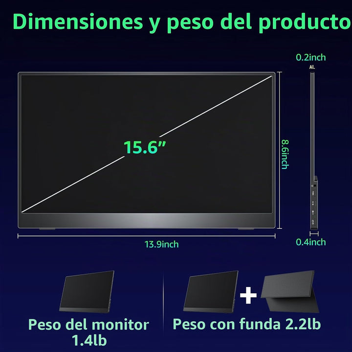 kksmart Monitor portátil de 15.6 pulgadas 1080P FHD 86% sRGB 60Hz,...