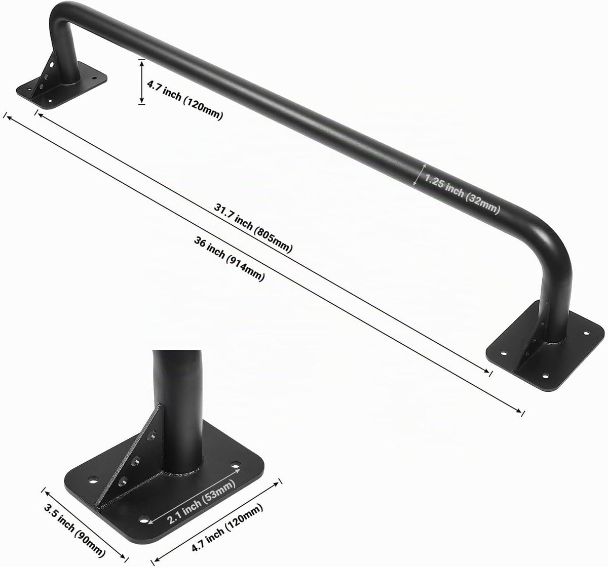 Barra de Tracción para Puerta Montada en Pared, Barra de Tracción Pesada para Entrenamiento de Fuerza en Marco de Puerta, Soporte para Viga o Montaje a Lustre de Perfiles, Construcción Sólida de Metal grueso, Soporta 500 lbs