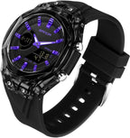 FANMIS Reloj deportivo unisex de doble pantalla – Reloj digital analógico táctico impermeable 5ATM con fecha de día, alarma, cronómetro y correa de TPU – Reloj de pulsera de cuarzo moderno para