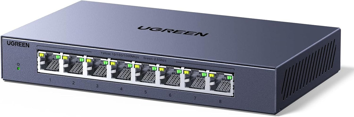 UGREEN Interruptor de 2.5 Gb, conmutador Ethernet de 8 puertos, 8 x 2.5 Gb