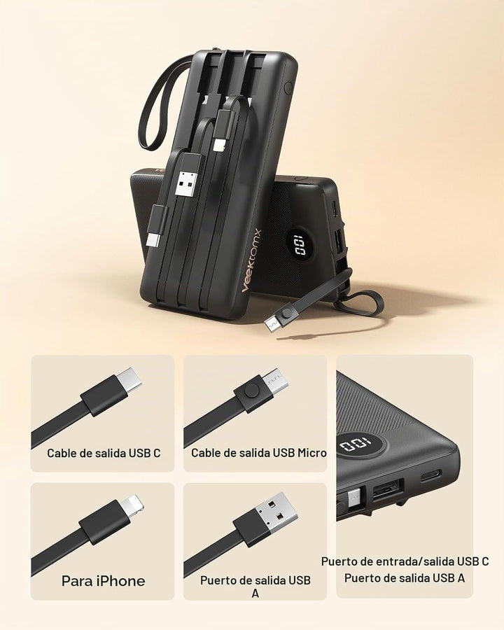 Paquete de cargador portátil VEEKTOMX - Cargador portátil de 10000...