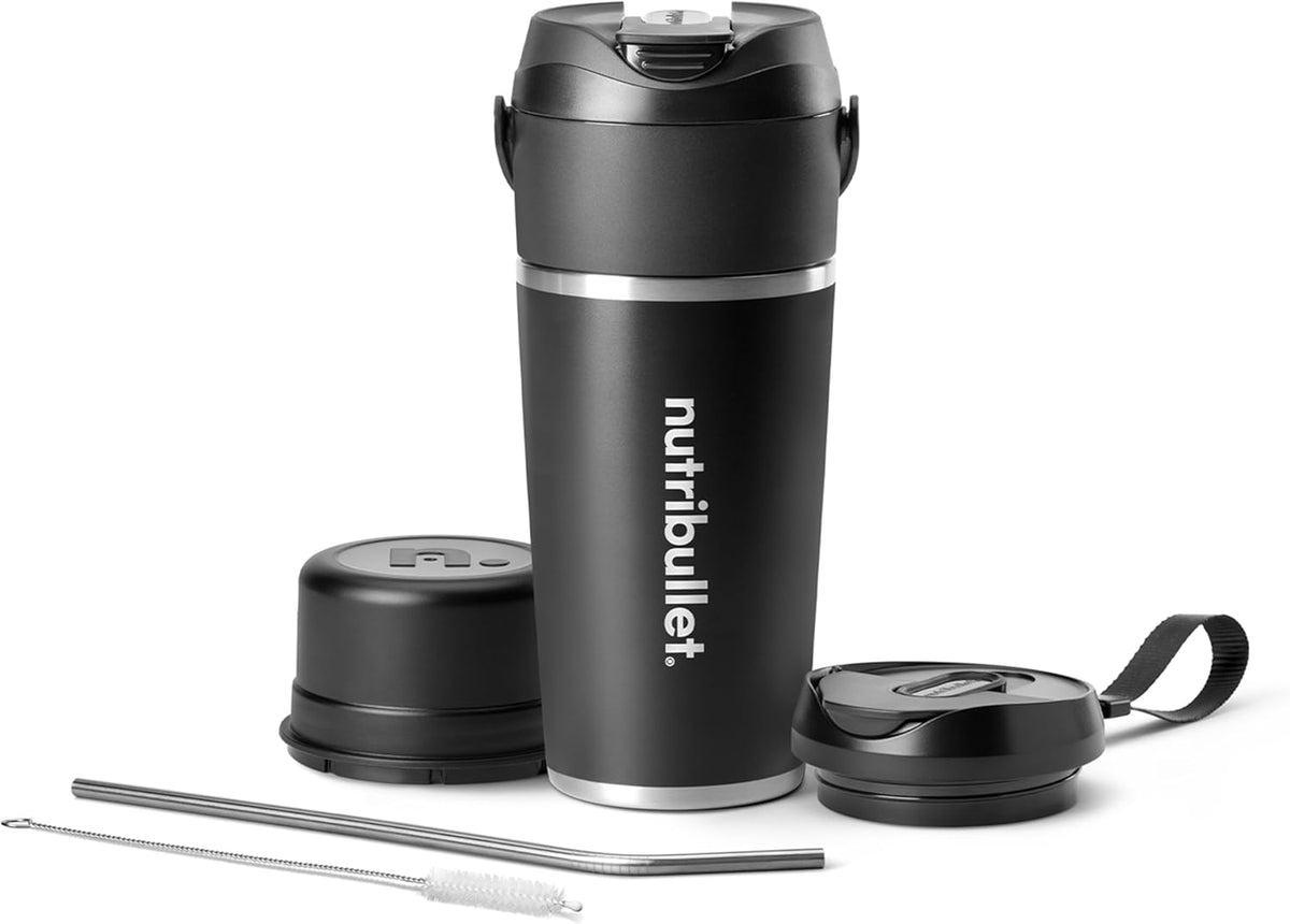 nutribullet Batidora portátil abatible con vaso aislante, inalámbrico, negro, NBPB50350AK