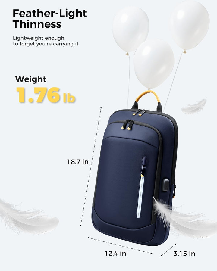Lekespring Mochila delgada para laptop para hombre, Azul, 17,3 pulg.