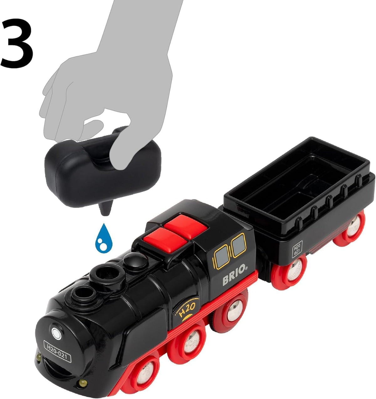 BRIO World - Tren de Vapor Navideño - Tren Operado a Batería - Motor de Vapor Motorizado de 27 Piezas para Pista de Madera con Luces y Vapor Apto para Niños - Juego Interactivo con Adelante/Atrás