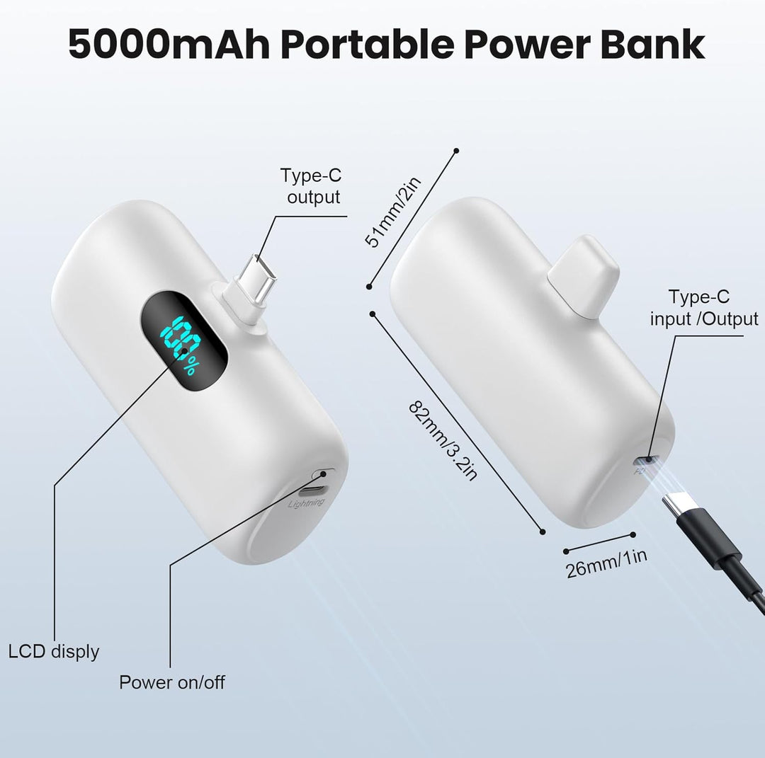Mini Cargador Portátil USB C Power Bank, Paquete de Batería Mejorad...