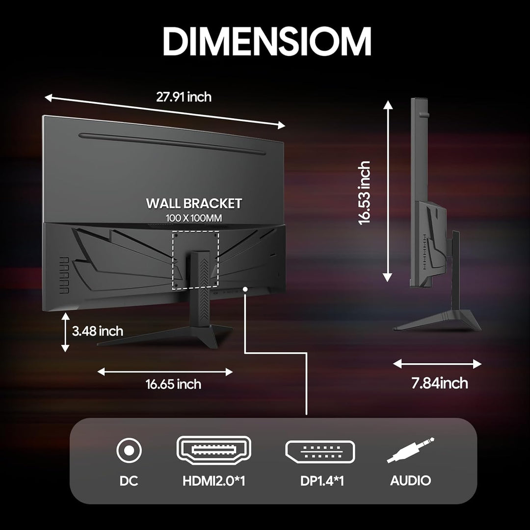 CRUA Monitor curvo para juegos FHD 1080P 240Hz de 32 pulgadas, 1800...