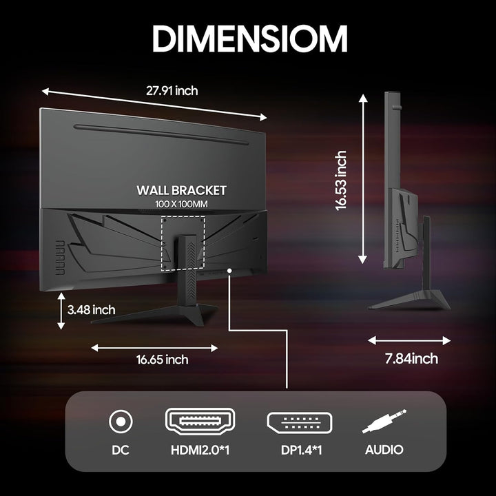 CRUA Monitor curvo para juegos FHD 1080P 240Hz de 32 pulgadas, 1800...