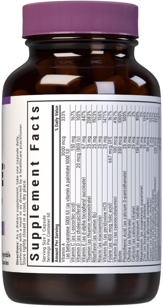 Bluebonnet Nutrition Multi One (libre de hierro) cápsulas vegetales...