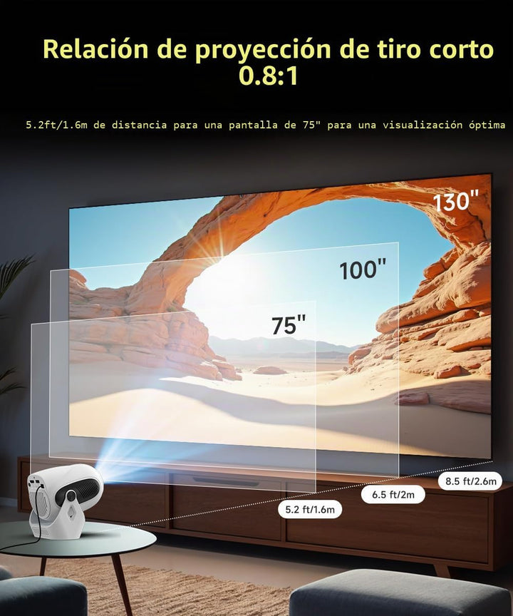 【Enfoque Eléctrico】Proyector con WiFi 6 y Bluetooth 5.0, Mini Portá...