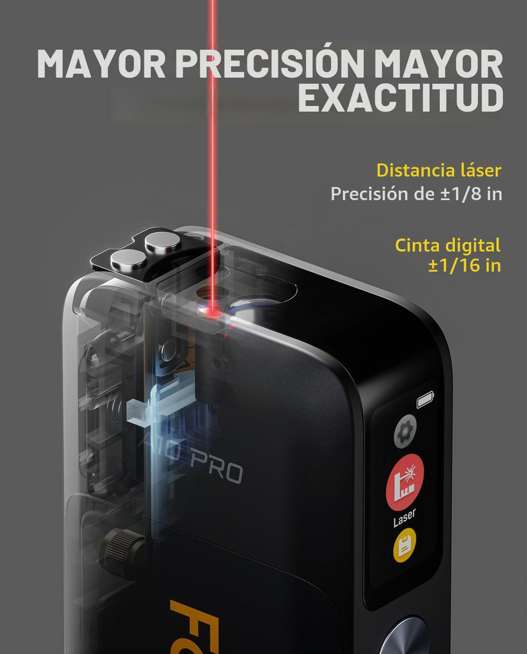 Fanttik A10 Pro - Cinta métrica láser digital 2 en 1 para distancia/área