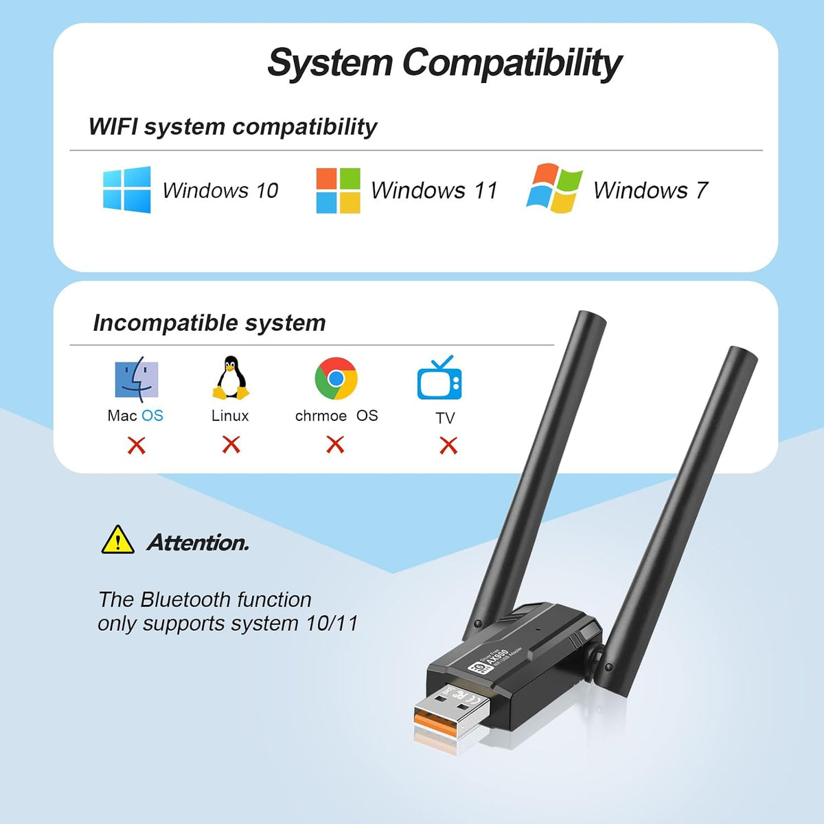 Adaptador USB WiFi 6 2 en 1 para PC de escritorio y dongle