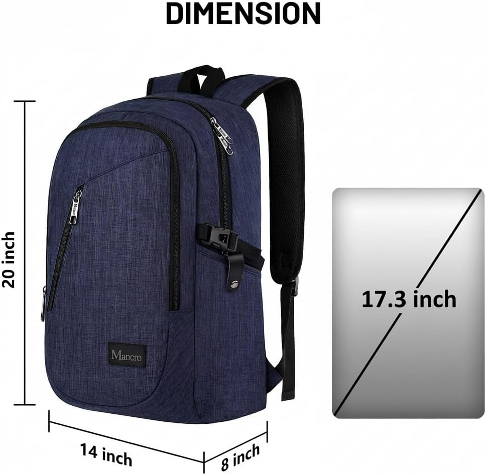 Mancro Mochila para laptop de negocios de 17.3 pulgadas para viajes...