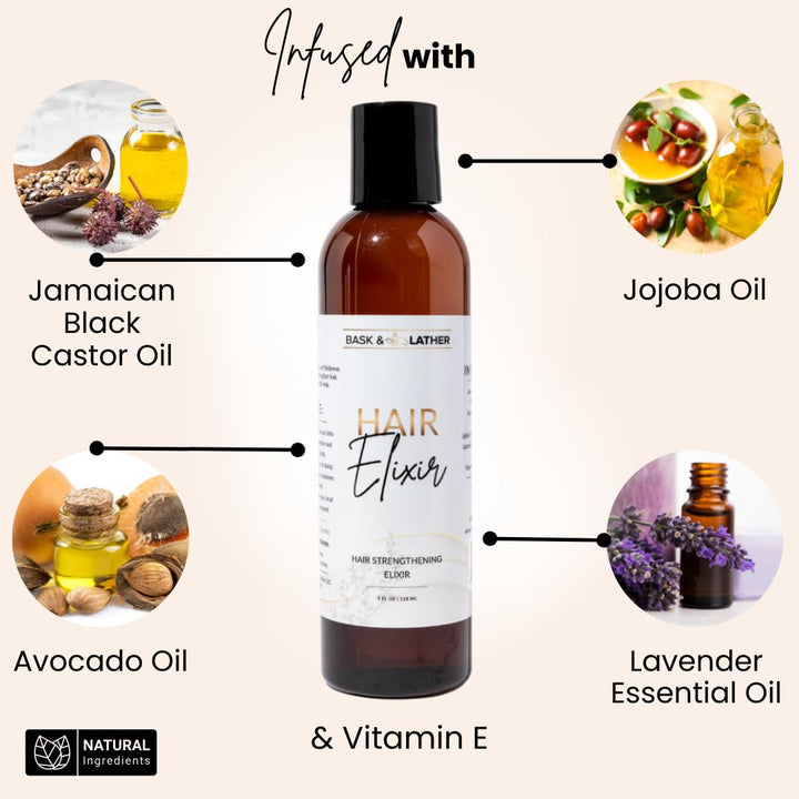 BASK &amp; LATHER Elixir - Aceite fortalecedor del cabello, aceite...