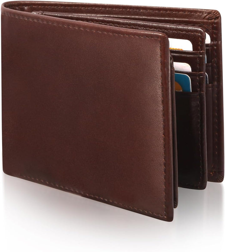 Billetera de cuero plegable para hombre, de gran capacidad, bloqueo...