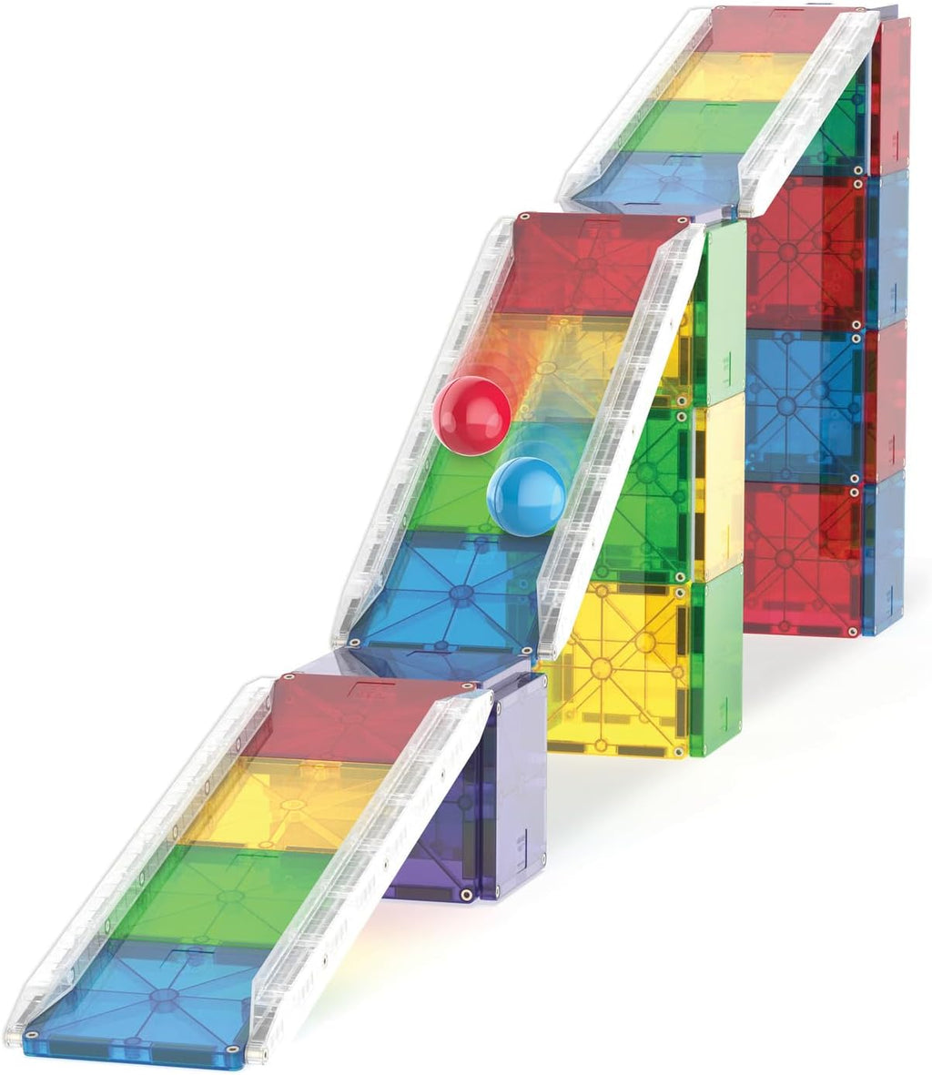 MAGNA-TILES Rail Racers Deluxe Set de Construcción Magnética de 90 Piezas, La Marca Original de Construcción Magnética