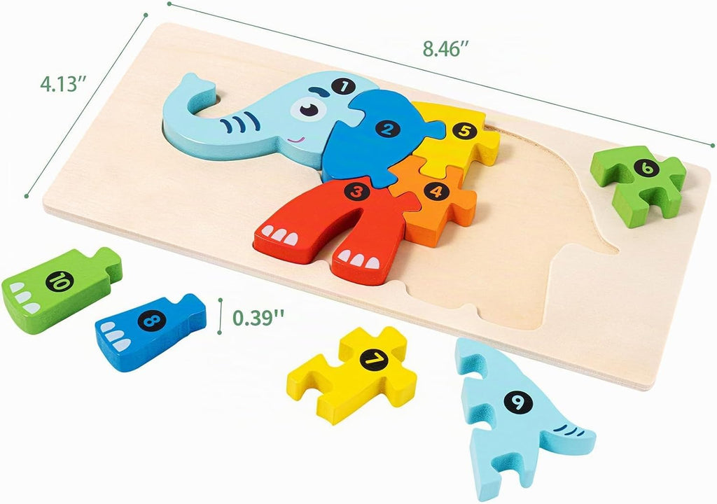 Set de 7 Rompecabezas de Madera para Niños 3-5, Rompecabezas Montessori de Animales