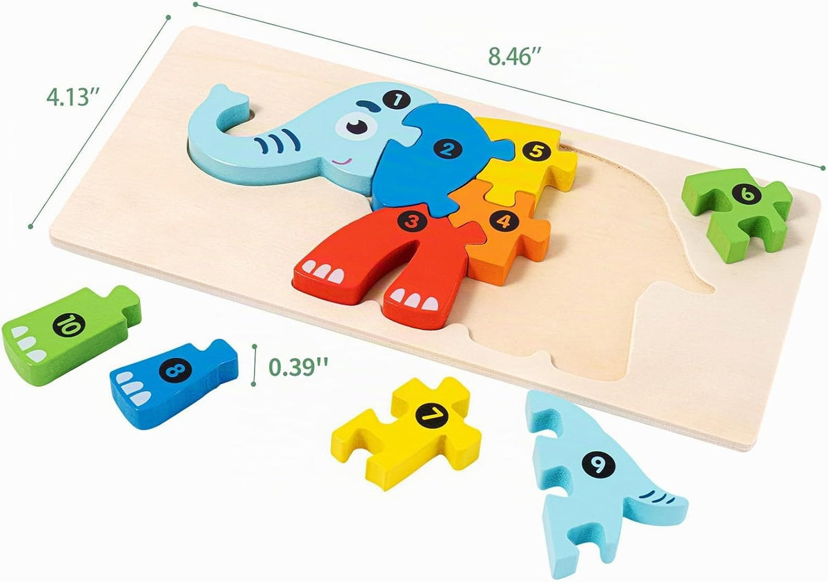 Set de 7 Rompecabezas de Madera para Niños 3-5, Rompecabezas Montessori de Animales