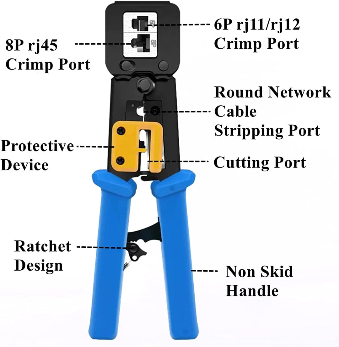 Gaobige Herramienta de crimpado rj45 para Cat6 Cat5e Cat5, crimpado...