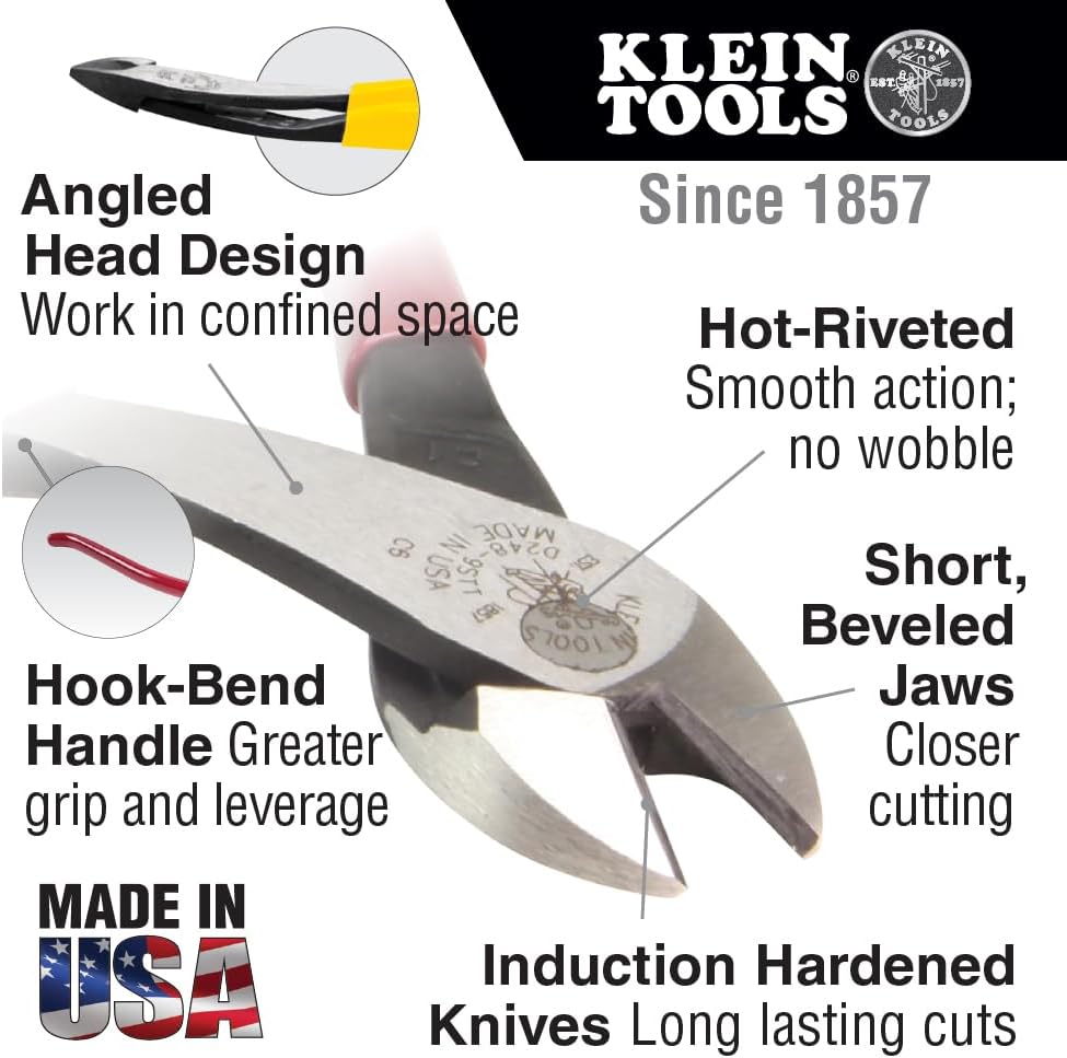Klein Tools 80081 Juego de alicates, fabricado en EE. UU., conjunto con alicates de corte diagonal para herrero, cortadores laterales resistentes y bolsa de herramientas de lona resistente al fuego, 3