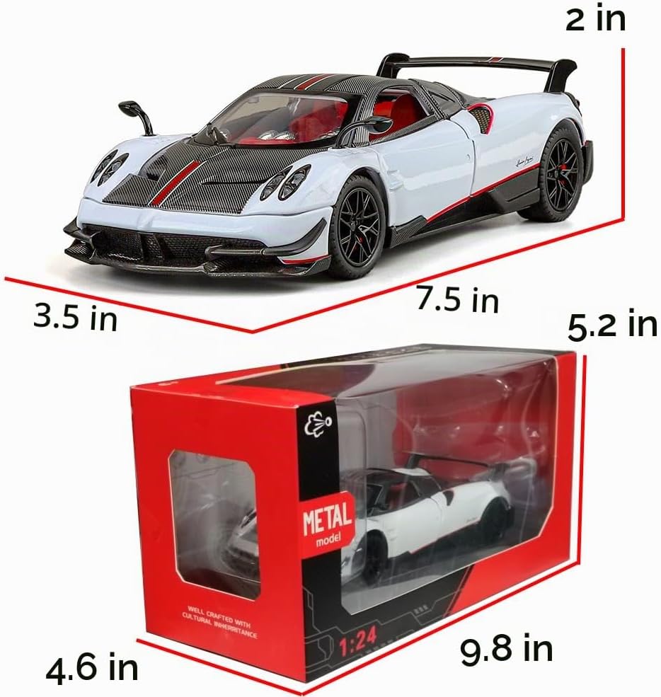 Coche de juguete modelo BC 1/24 aleación blanca coleccionable de tirón de