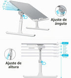 SAIJI - Escritorio de regazo para laptop para cama, mesa ajustable XL para