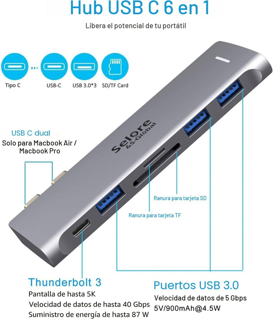 Adaptador USB C para MacBook Pro\/Air M1 M2 M3 2021 2020 2019 13...