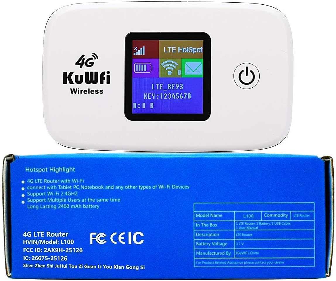 KuWFi Punto de acceso WiFi desbloqueado 4G LTE, enrutador portátil, Hotspot L100US