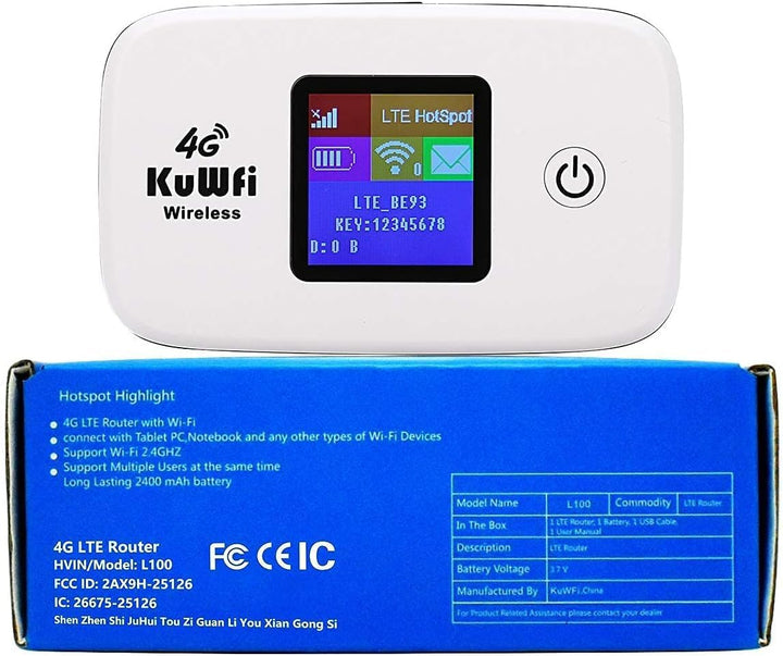 KuWFi Dispositivo de punto de acceso Wi-Fi desbloqueado 4G LTE | Ho...