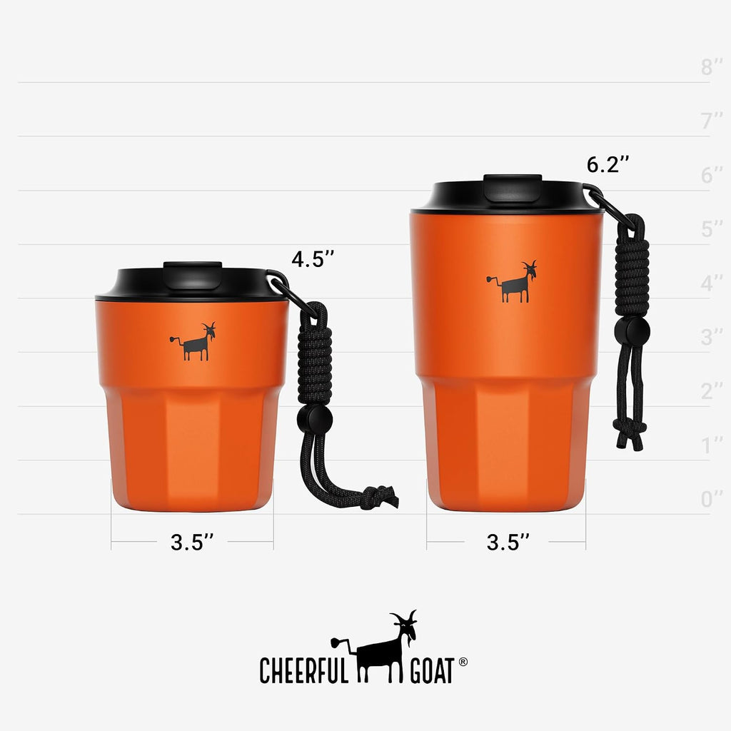 CHEERFUL GOAT Taza de café con forro de cerámica, vaso aislado de viaje de acero inoxidable con forro de cerámica, con tapa, taza de 10 onzas para café con agua caliente y fría en casa, oficina o