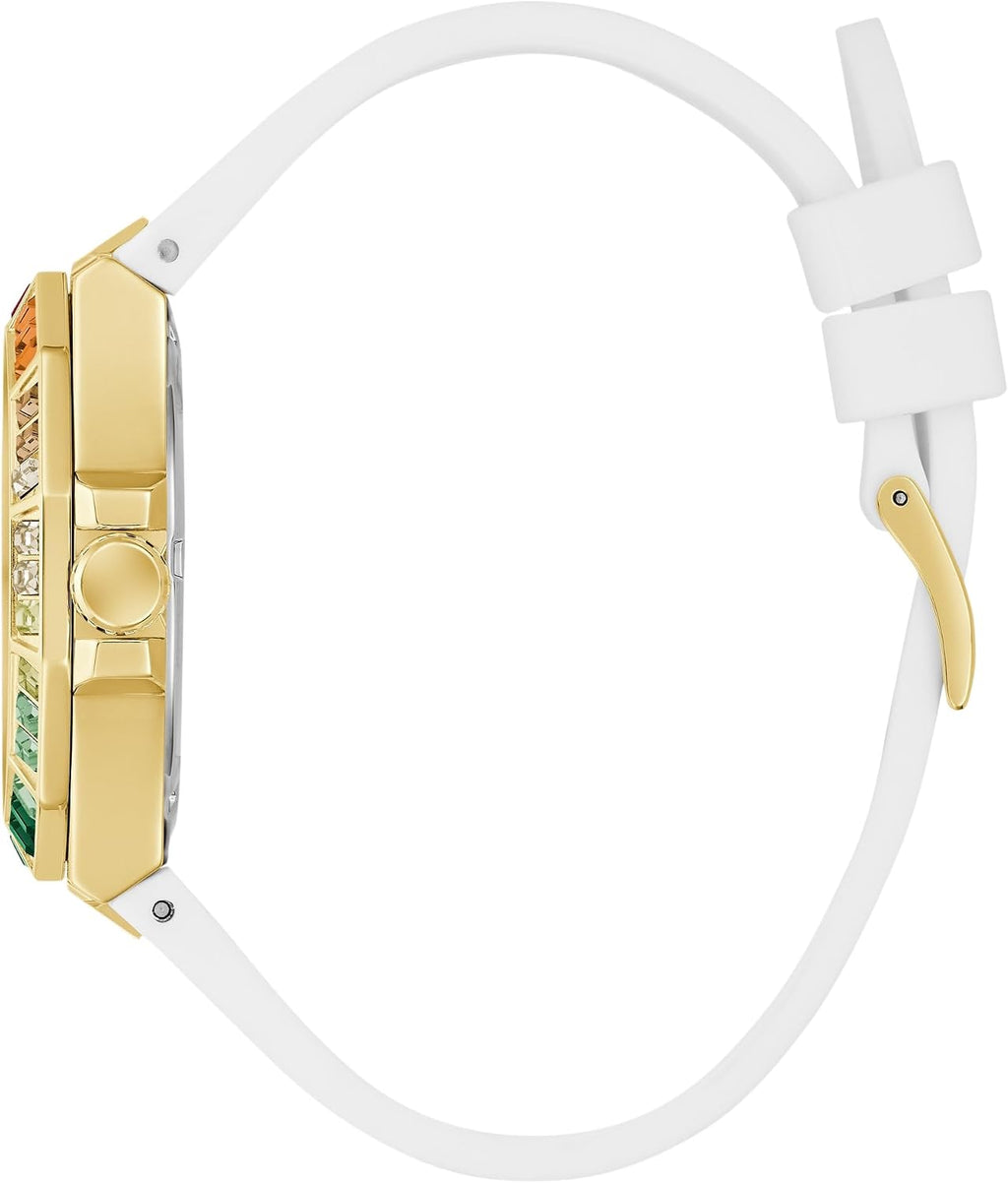 GUESS Reloj multifunción blanco y dorado