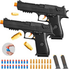 Paquete de 2 lanzadores de juguete de eyección de espuma EVA M1911, disparos con dardos de espuma, juegos de disparos, diversión en el patio trasero y juegos al aire libre, modelo de juguete educativo