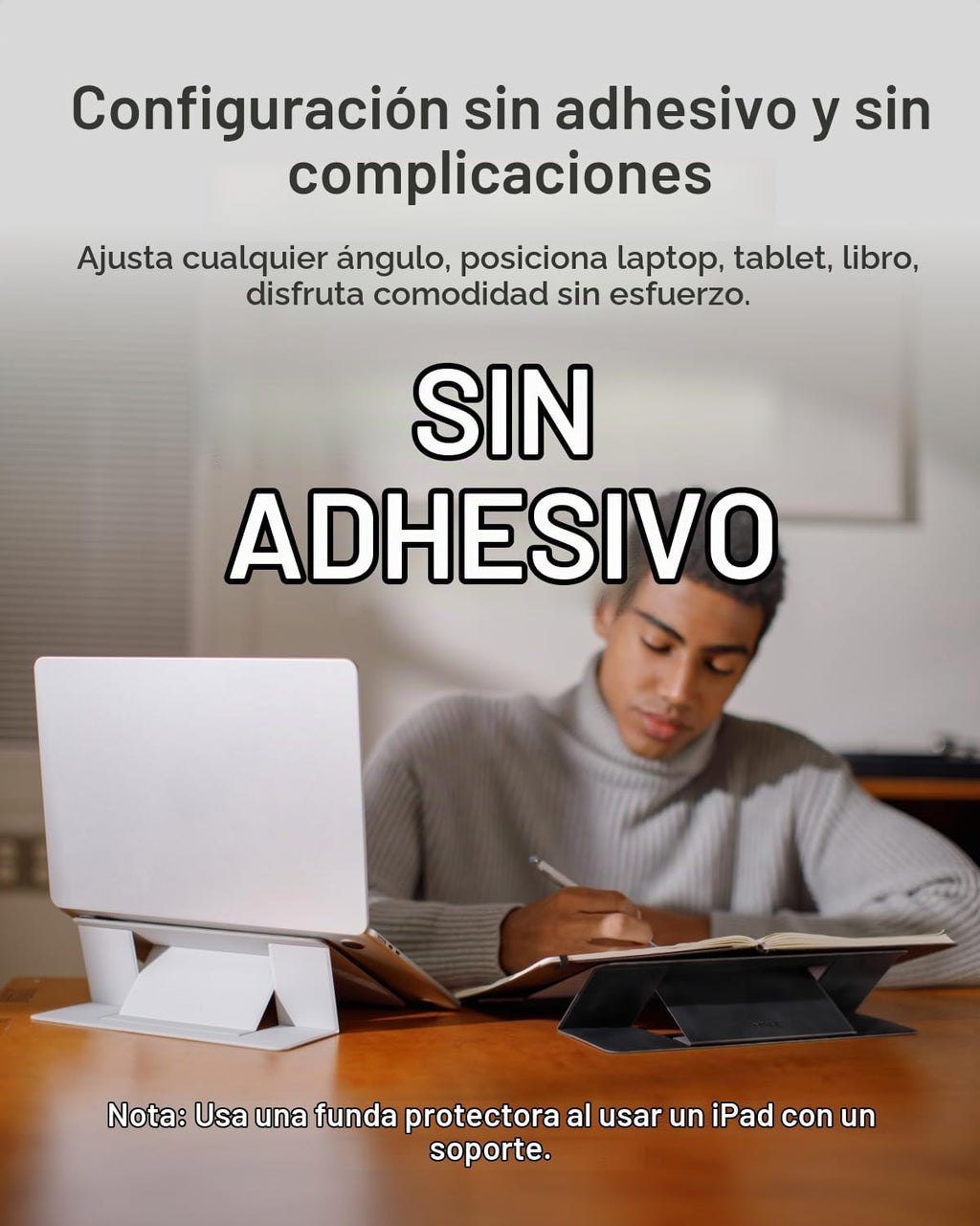 MOFT Soporte Invisible para Laptop de Escritorio, Soporte para Tableta y Computadora Sin Adhesivo con Doble Ángulo, Soporte Elevador de Laptop Plegable y Portátil, Compatible con Tabletas de 7-11" y