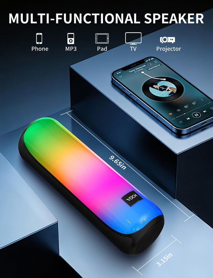 VOCH Altavoz Bluetooth 5.3 con luz RGB, altavoz inalámbrico portáti...