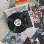 Reproductor de discos de vinilo todo en uno con altavoces, tocadiscos con transmisión por correa de 3 velocidades, 3 tamaños, 33 1/3 45 78 RPM, BT inalámbrico, entrada para auriculares AUX, RCA