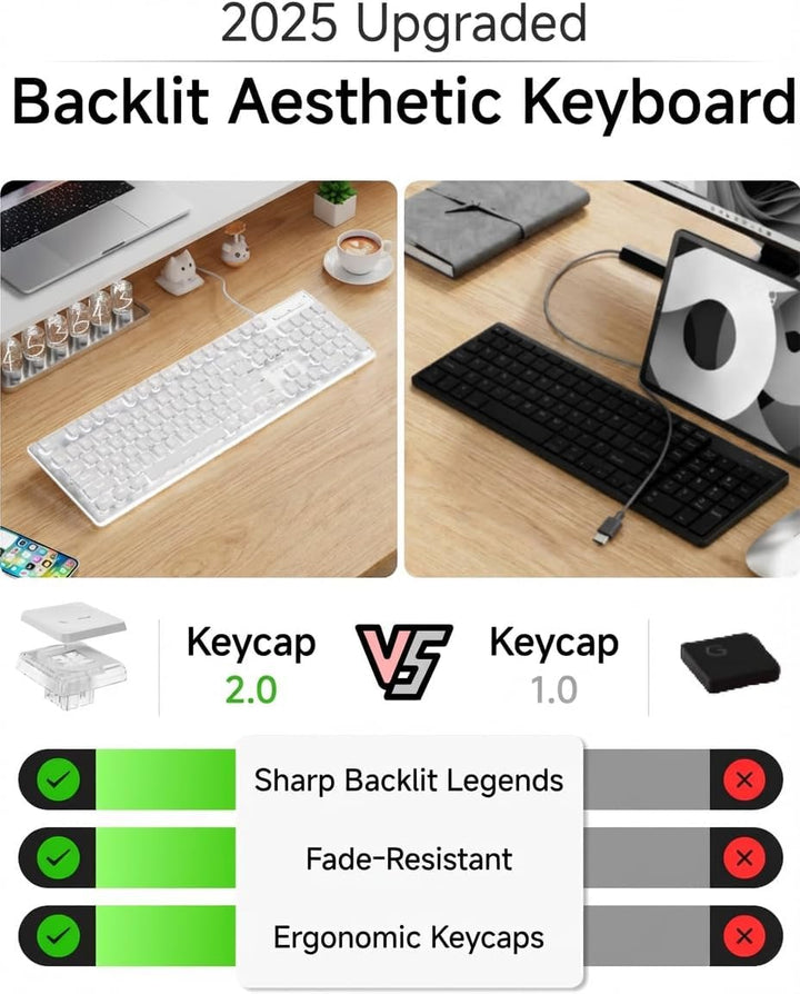 SEUNKWANG EWEADN GX710S - Teclado de computadora retroiluminado, te...