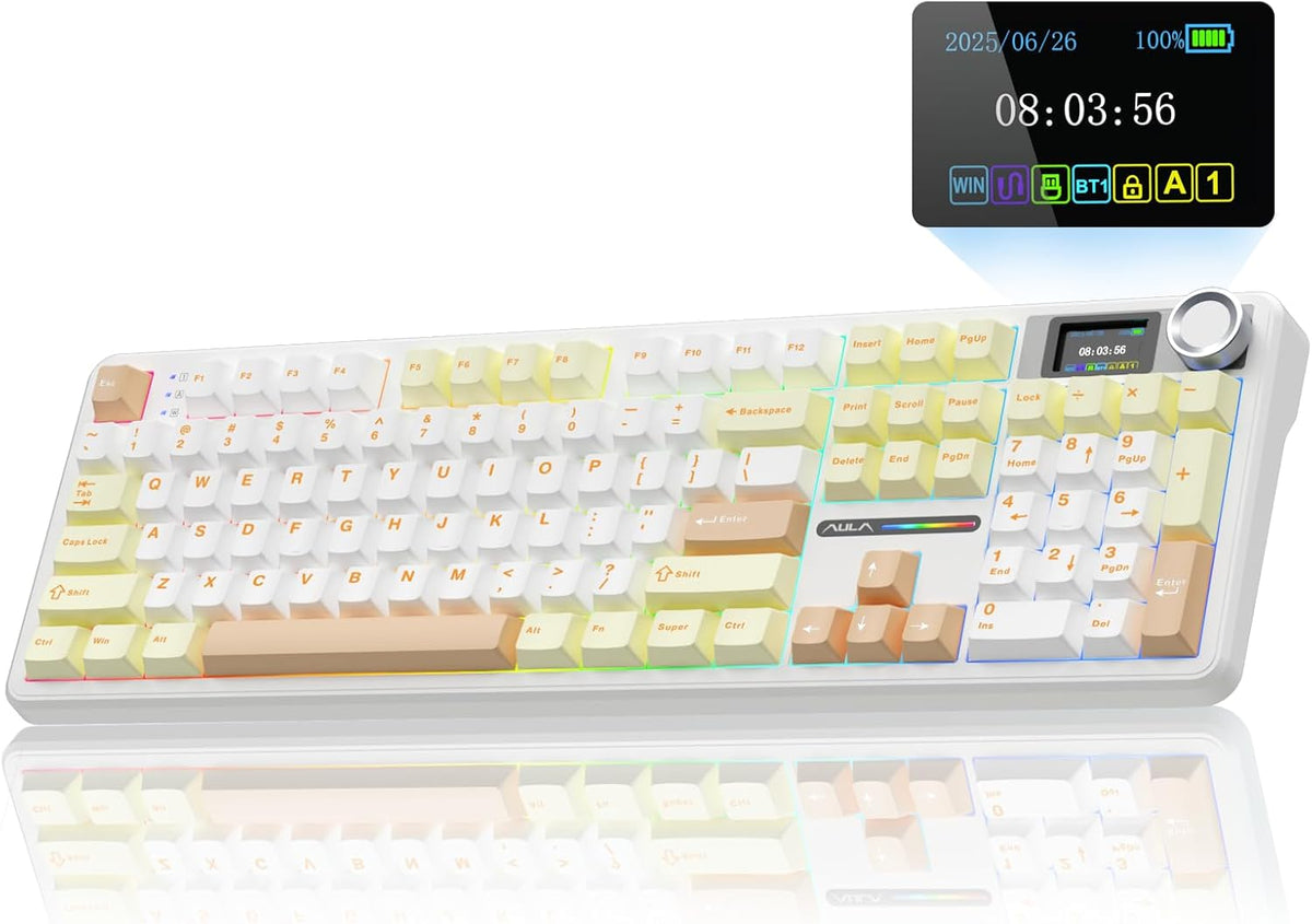 AULA F108 PRO - Teclado mecánico inalámbrico con pantalla y perilla...